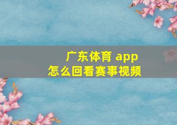 广东体育 app怎么回看赛事视频